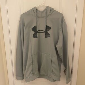 Under Armour Loose Gray & Black Hoodie Sweatshirt Men Sz  2XL Big Logo Cold Gear